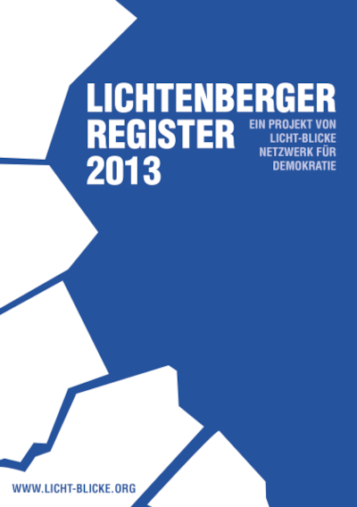 Titelseite der Broschüre: "Lichtenberger Register 2013"