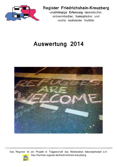 Titelseite der Auswertung 2014 vom Register Friedrichshain-Kreuzberg