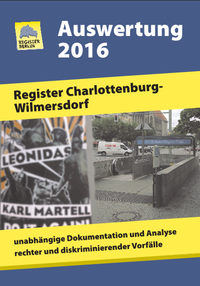 Titelseite der Broschüre: Auswertung 2016 vom Register Charlottenburg-Wilmersdorf