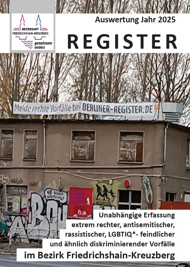 Jahresauswertung 2025 Register Friedrichshain-Kreuzberg, Titelbild About Blank mit Registertranspi