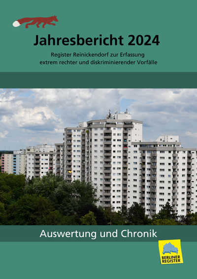 Titelblatt der Broschüre mit Foto von weiß-grauen Hochhäusern vor wolkigem Himmel